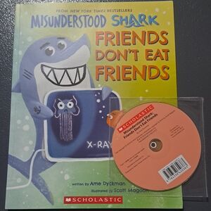 New Scholastic Misunderstood Shark Friends Don't Eat Friends Book & CD set